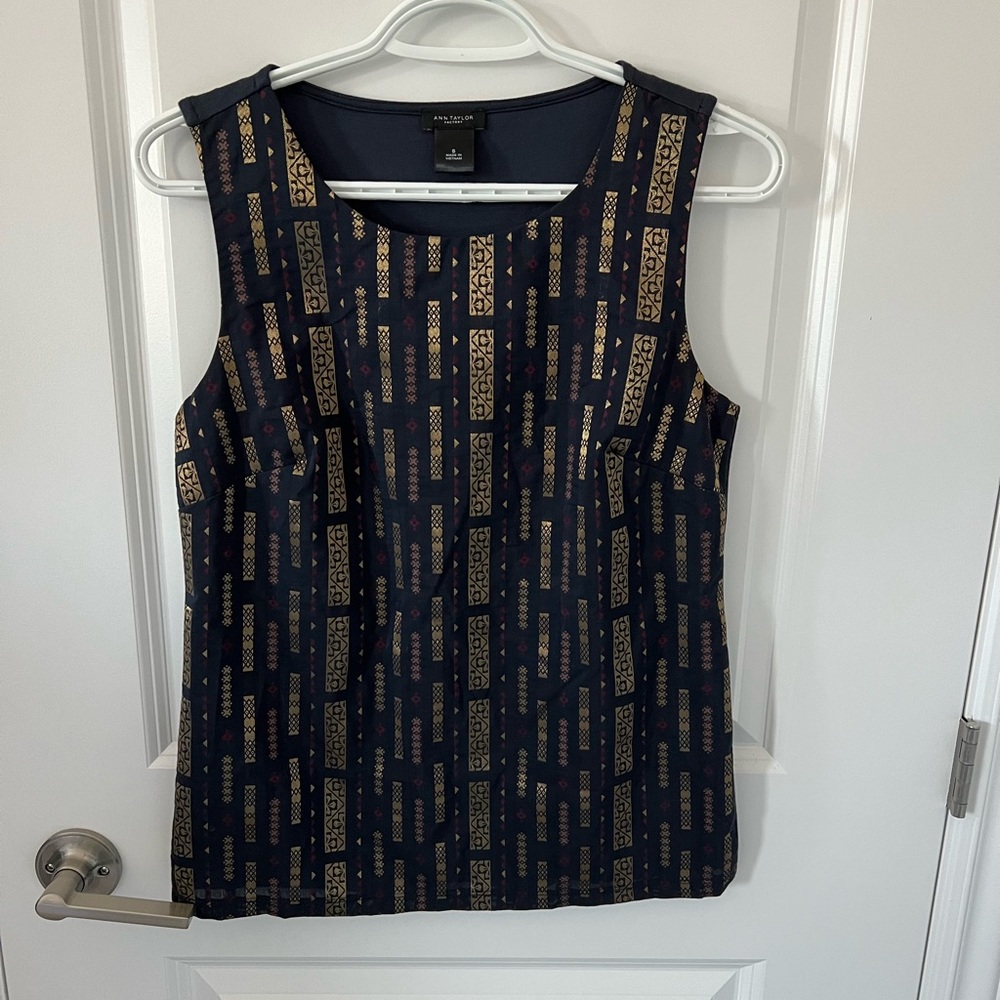 Ann Taylor Metallic Print Tank